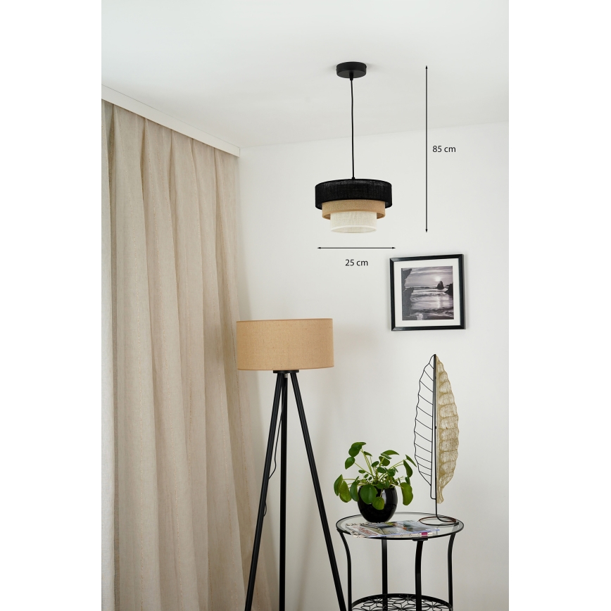 Brilagi - Kattokruunu johdossa ASPEN LUNETA 1xE27/15W/230V halkaisija 25 cm musta/beige/kerma