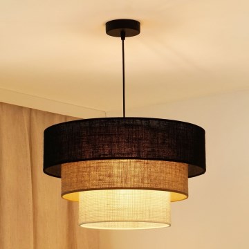 Brilagi - Kattokruunu johdossa ASPEN LUNETA 1xE27/15W/230V halkaisija 45 cm musta/beige/kerma