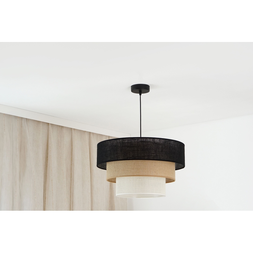 Brilagi - Kattokruunu johdossa ASPEN LUNETA 1xE27/15W/230V halkaisija 45 cm musta/beige/kerma