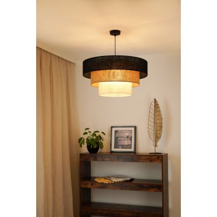 Brilagi - Kattokruunu johdossa ASPEN LUNETA 1xE27/15W/230V halkaisija 60 cm musta/beige/kerma
