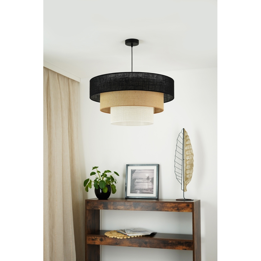 Brilagi - Kattokruunu johdossa ASPEN LUNETA 1xE27/15W/230V halkaisija 60 cm musta/beige/kerma