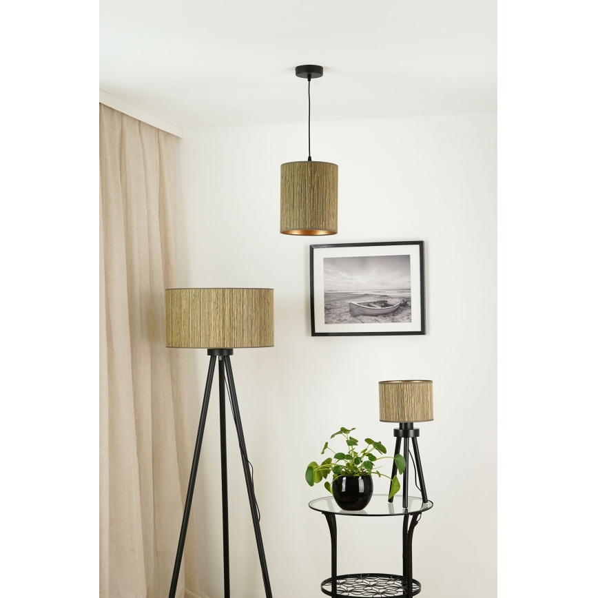 Brilagi - Kattokruunu johdossa BOSTON ROLLER 1xE27/15W/230V halkaisija 21 cm olki ruskea/kulta