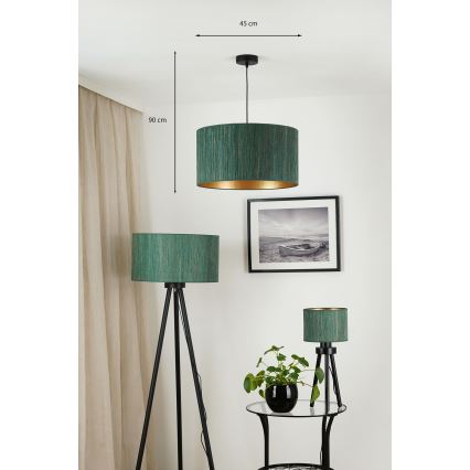 Brilagi - Kattokruunu johdossa BOSTON ROLLER 1xE27/15W/230V halkaisija 45 cm olki vihreä/kulta