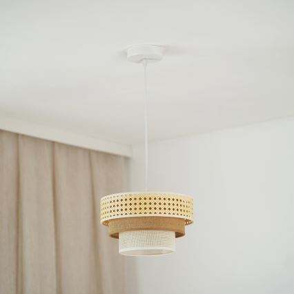 Brilagi - Kattokruunu johdossa CEDAR LUNETA 1xE27/15W/230V halkaisija 25 cm beige/ruskea/kerma