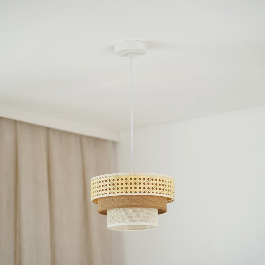 Brilagi - Kattokruunu johdossa CEDAR LUNETA 1xE27/15W/230V halkaisija 25 cm beige/ruskea/kerma
