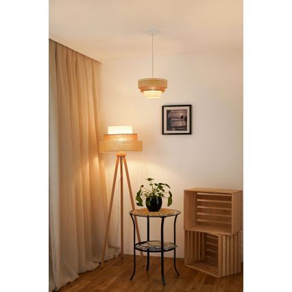 Brilagi - Kattokruunu johdossa CEDAR LUNETA 1xE27/15W/230V halkaisija 25 cm beige/ruskea/kerma