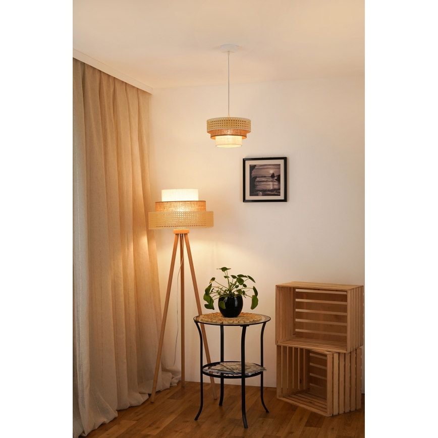 Brilagi - Kattokruunu johdossa CEDAR LUNETA 1xE27/15W/230V halkaisija 25 cm beige/ruskea/kerma