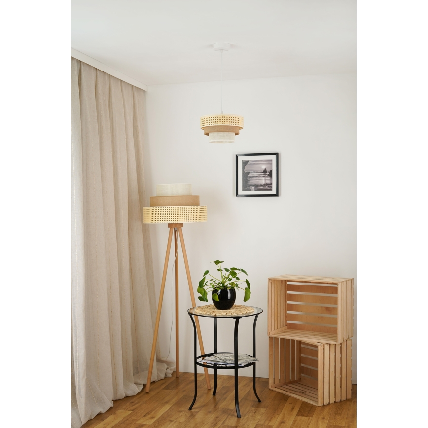 Brilagi - Kattokruunu johdossa CEDAR LUNETA 1xE27/15W/230V halkaisija 25 cm beige/ruskea/kerma