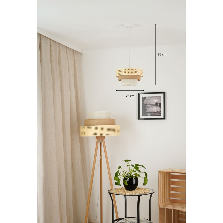 Brilagi - Kattokruunu johdossa CEDAR LUNETA 1xE27/15W/230V halkaisija 25 cm beige/ruskea/kerma