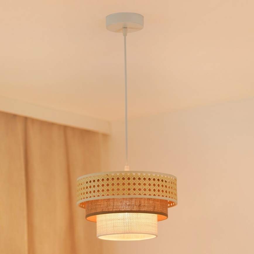 Brilagi - Kattokruunu johdossa CEDAR LUNETA 1xE27/15W/230V halkaisija 25 cm beige/ruskea/kerma