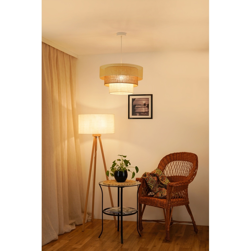 Brilagi - Kattokruunu johdossa CEDAR LUNETA 1xE27/15W/230V halkaisija 45 cm beige/ruskea/kerma