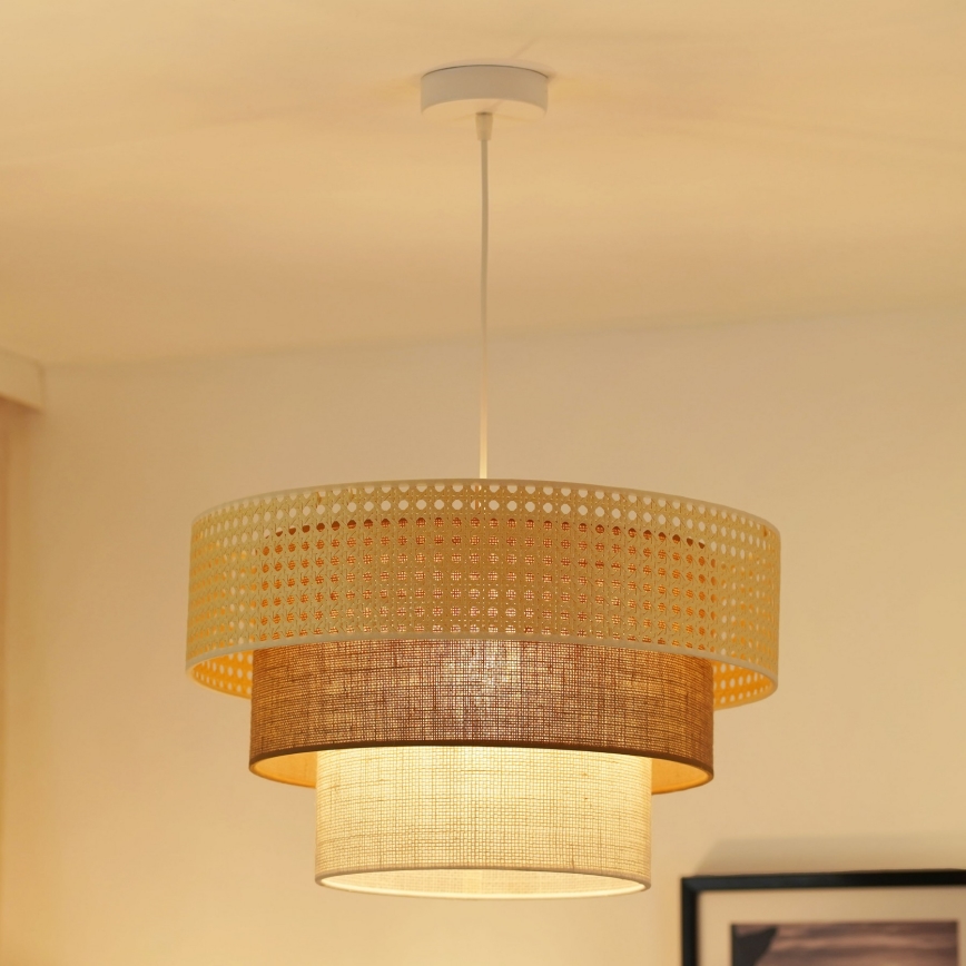 Brilagi - Kattokruunu johdossa CEDAR LUNETA 1xE27/15W/230V halkaisija 45 cm beige/ruskea/kerma