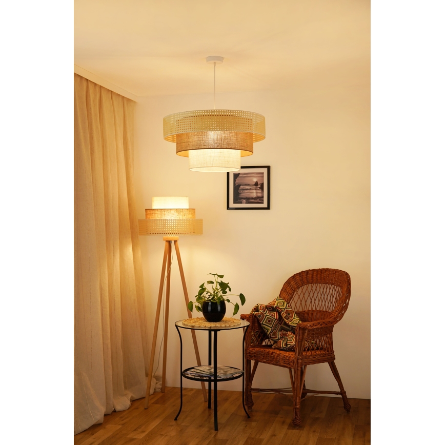 Brilagi - Kattokruunu johdossa CEDAR LUNETA 1xE27/15W/230V halkaisija 60 cm beige/ruskea/kerma