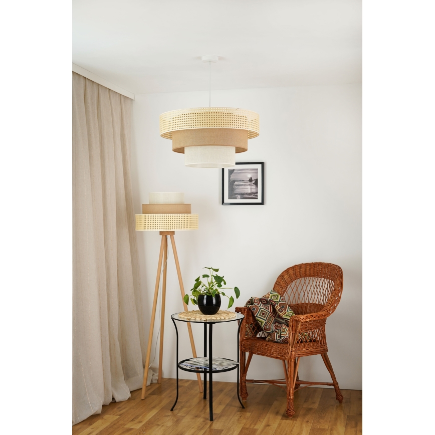 Brilagi - Kattokruunu johdossa CEDAR LUNETA 1xE27/15W/230V halkaisija 60 cm beige/ruskea/kerma