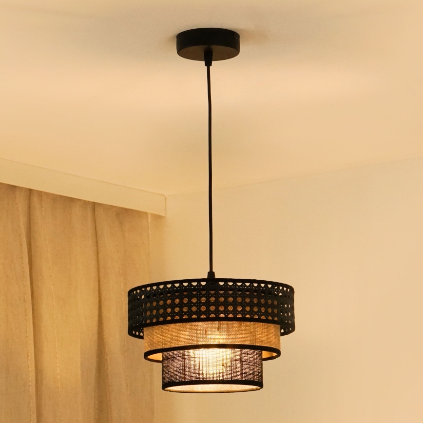 Brilagi - Kattokruunu johdossa DAKOTA LUNETA 1xE27/15W/230V halkaisija 25 cm musta/beige