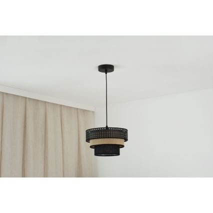 Brilagi - Kattokruunu johdossa DAKOTA LUNETA 1xE27/15W/230V halkaisija 25 cm musta/beige