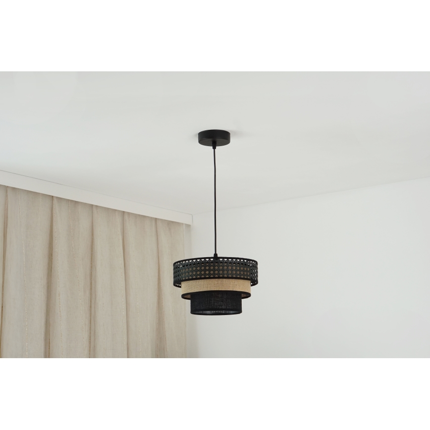 Brilagi - Kattokruunu johdossa DAKOTA LUNETA 1xE27/15W/230V halkaisija 25 cm musta/beige