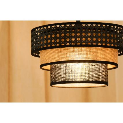 Brilagi - Kattokruunu johdossa DAKOTA LUNETA 1xE27/15W/230V halkaisija 25 cm musta/beige