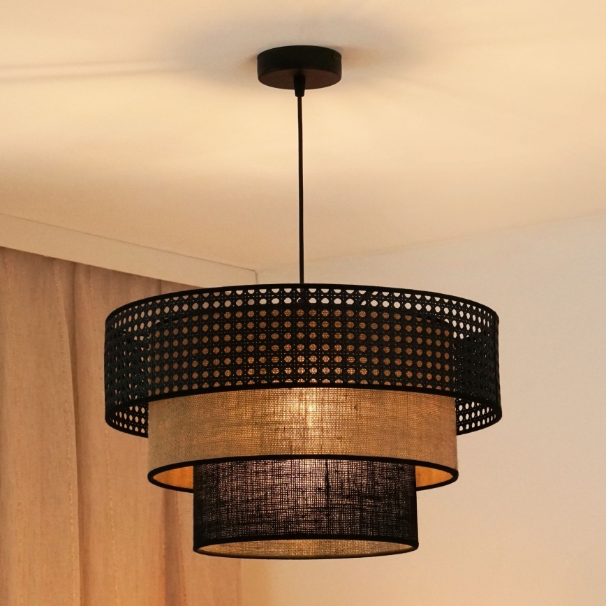Brilagi - Kattokruunu johdossa DAKOTA LUNETA 1xE27/15W/230V halkaisija 45 cm musta/beige
