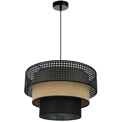 Brilagi - Kattokruunu johdossa DAKOTA LUNETA 1xE27/15W/230V halkaisija 45 cm musta/beige