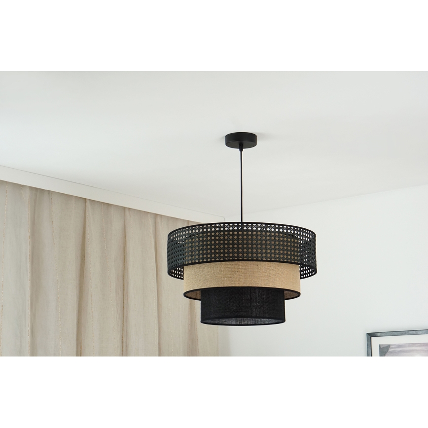 Brilagi - Kattokruunu johdossa DAKOTA LUNETA 1xE27/15W/230V halkaisija 45 cm musta/beige