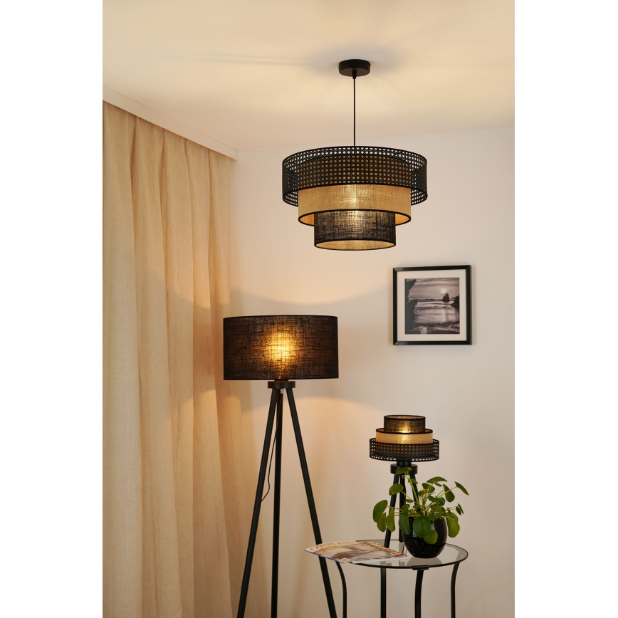 Brilagi - Kattokruunu johdossa DAKOTA LUNETA 1xE27/15W/230V halkaisija 45 cm musta/beige