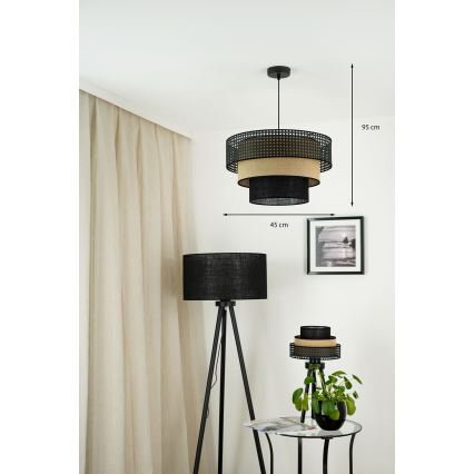 Brilagi - Kattokruunu johdossa DAKOTA LUNETA 1xE27/15W/230V halkaisija 45 cm musta/beige