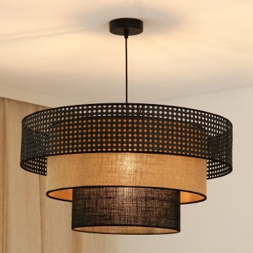 Brilagi - Kattokruunu johdossa DAKOTA LUNETA 1xE27/15W/230V halkaisija 60 cm musta/beige