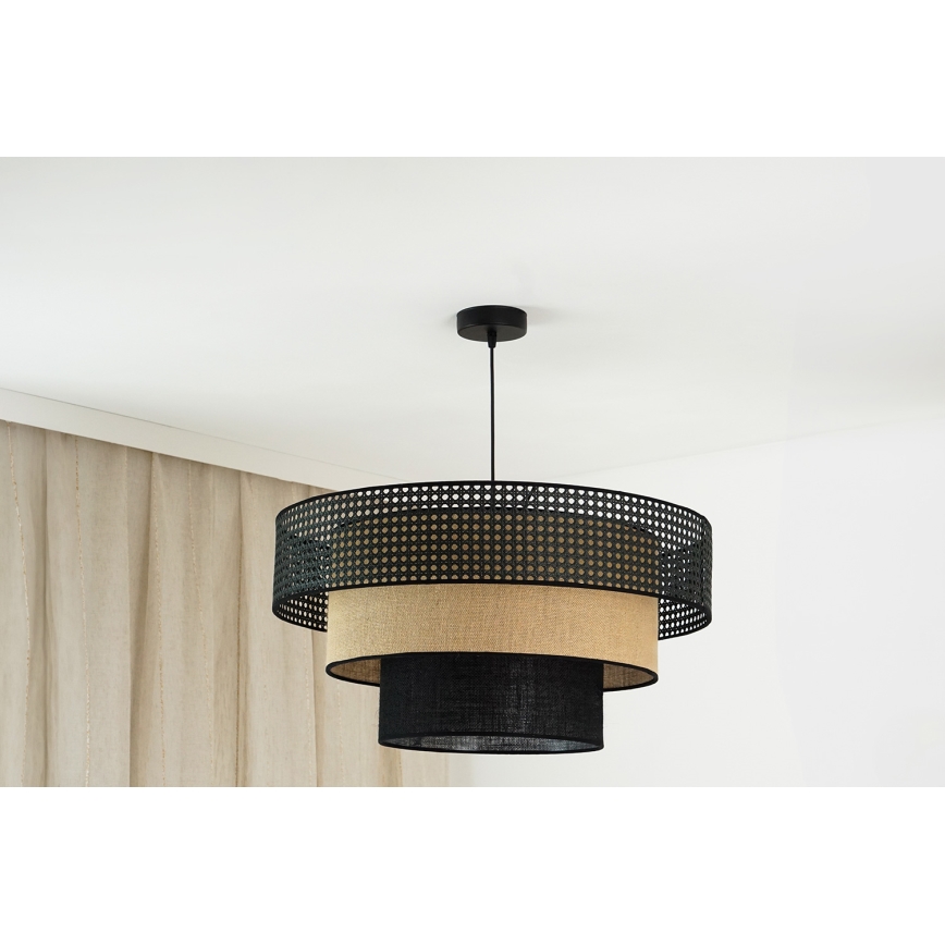 Brilagi - Kattokruunu johdossa DAKOTA LUNETA 1xE27/15W/230V halkaisija 60 cm musta/beige