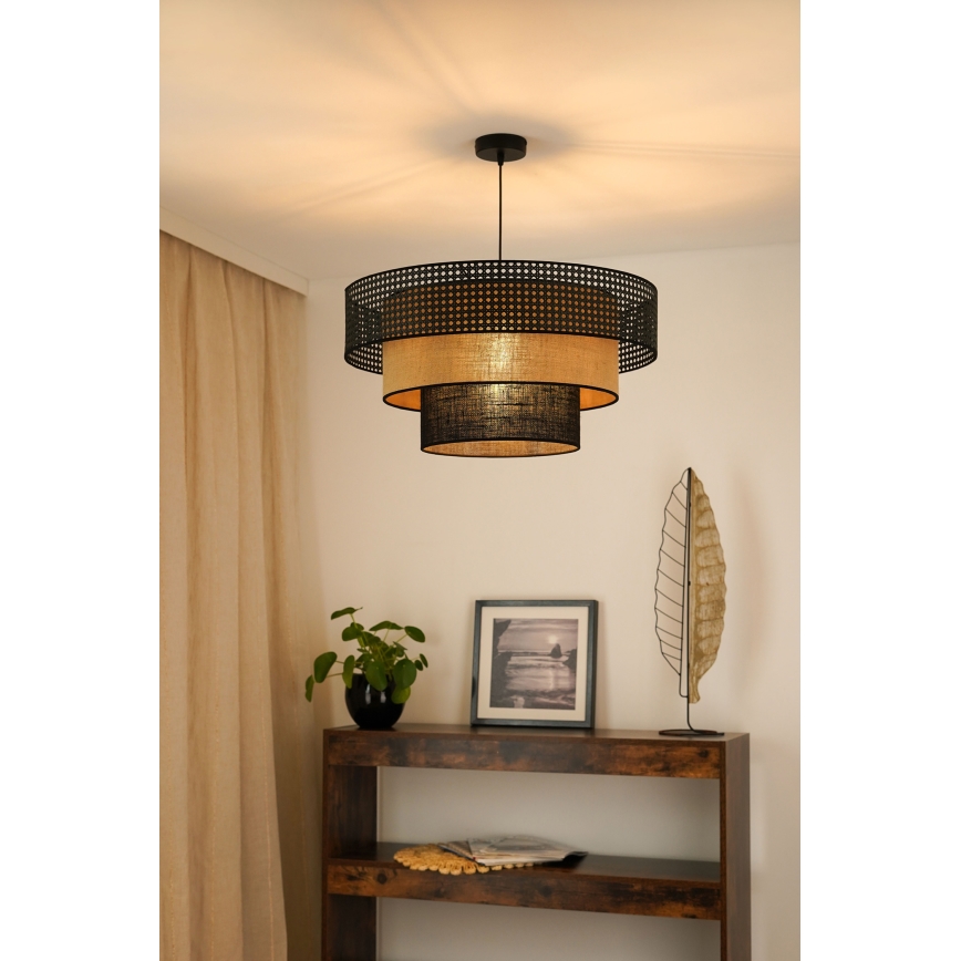 Brilagi - Kattokruunu johdossa DAKOTA LUNETA 1xE27/15W/230V halkaisija 60 cm musta/beige