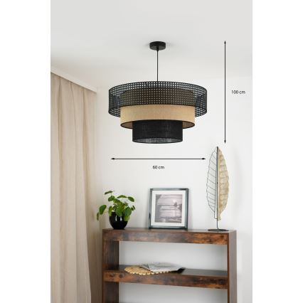 Brilagi - Kattokruunu johdossa DAKOTA LUNETA 1xE27/15W/230V halkaisija 60 cm musta/beige