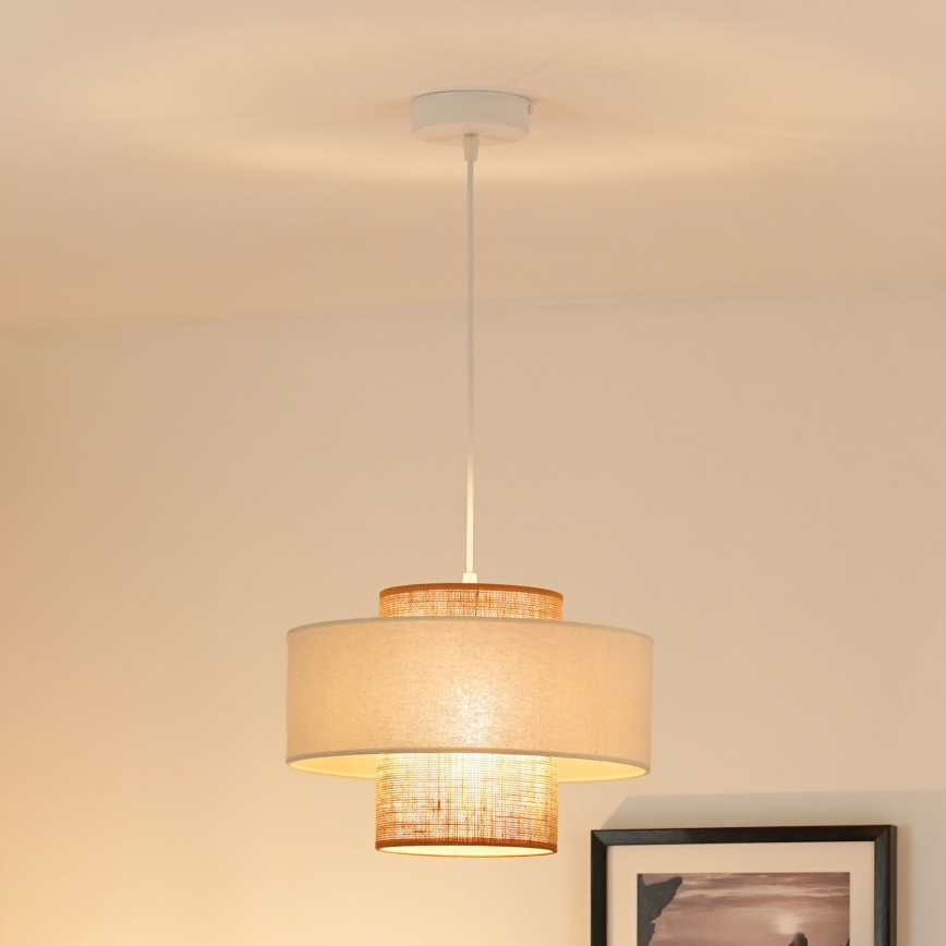 Brilagi - Kattokruunu johdossa DALLAS 1xE27/15W/230V halkaisija 30 cm ruskea/kerma/valkoinen