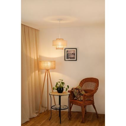 Brilagi - Kattokruunu johdossa DALLAS 1xE27/15W/230V halkaisija 30 cm ruskea/kerma/valkoinen