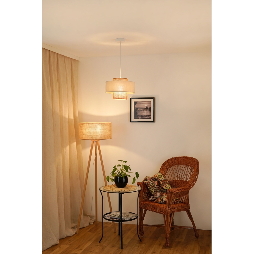 Brilagi - Kattokruunu johdossa DALLAS 1xE27/15W/230V halkaisija 30 cm ruskea/kerma/valkoinen