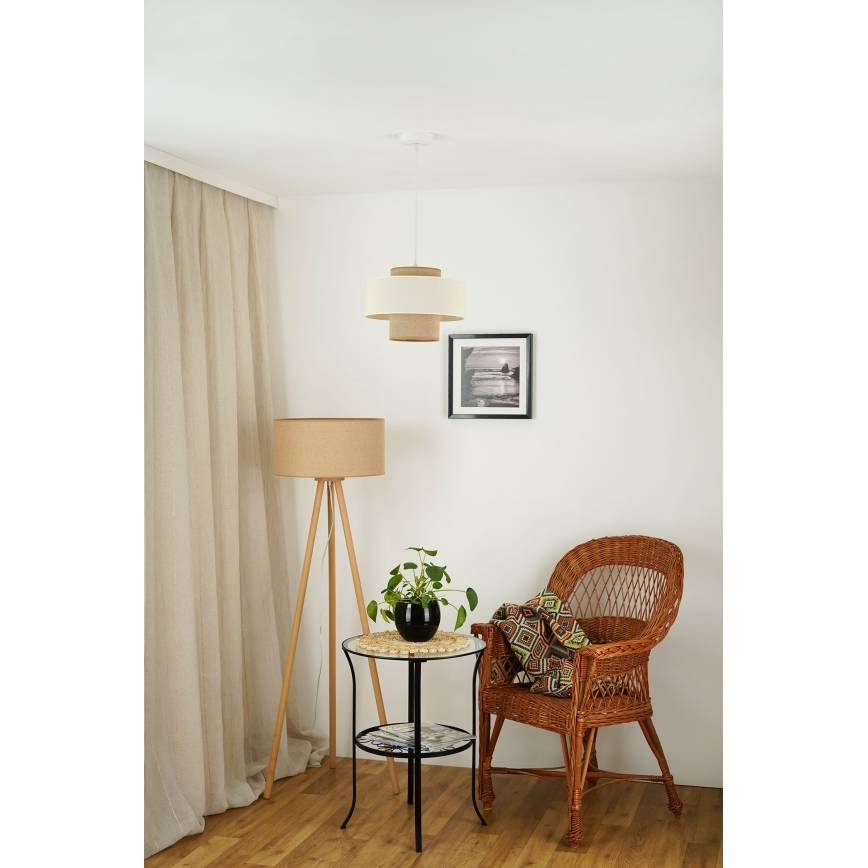 Brilagi - Kattokruunu johdossa DALLAS 1xE27/15W/230V halkaisija 30 cm ruskea/kerma/valkoinen