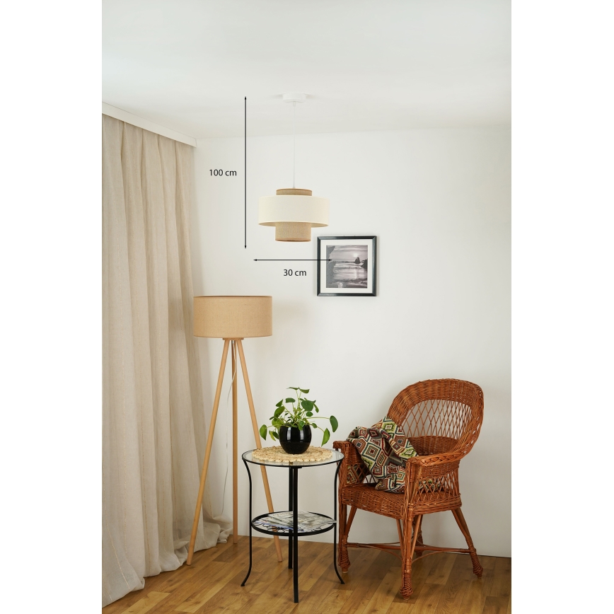 Brilagi - Kattokruunu johdossa DALLAS 1xE27/15W/230V halkaisija 30 cm ruskea/kerma/valkoinen