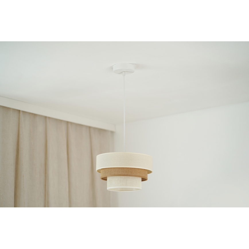 Brilagi - Kattokruunu johdossa DENVER LUNETA 1xE27/15W/230V halkaisija 25 cm beige/ruskea/kerma