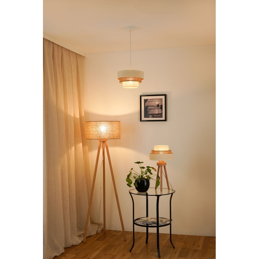Brilagi - Kattokruunu johdossa DENVER LUNETA 1xE27/15W/230V halkaisija 25 cm beige/ruskea/kerma