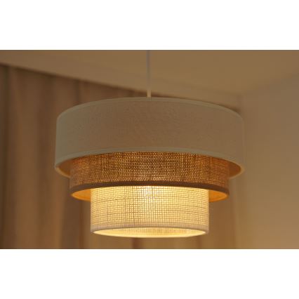 Brilagi - Kattokruunu johdossa DENVER LUNETA 1xE27/15W/230V halkaisija 25 cm beige/ruskea/kerma