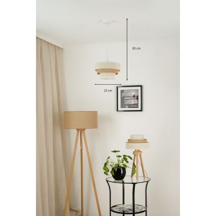 Brilagi - Kattokruunu johdossa DENVER LUNETA 1xE27/15W/230V halkaisija 25 cm beige/ruskea/kerma