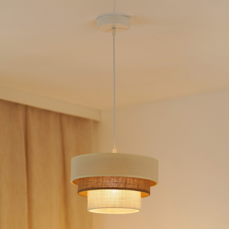 Brilagi - Kattokruunu johdossa DENVER LUNETA 1xE27/15W/230V halkaisija 25 cm beige/ruskea/kerma