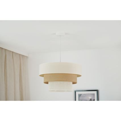 Brilagi - Kattokruunu johdossa DENVER LUNETA 1xE27/15W/230V halkaisija 45 cm beige/ruskea/kerma