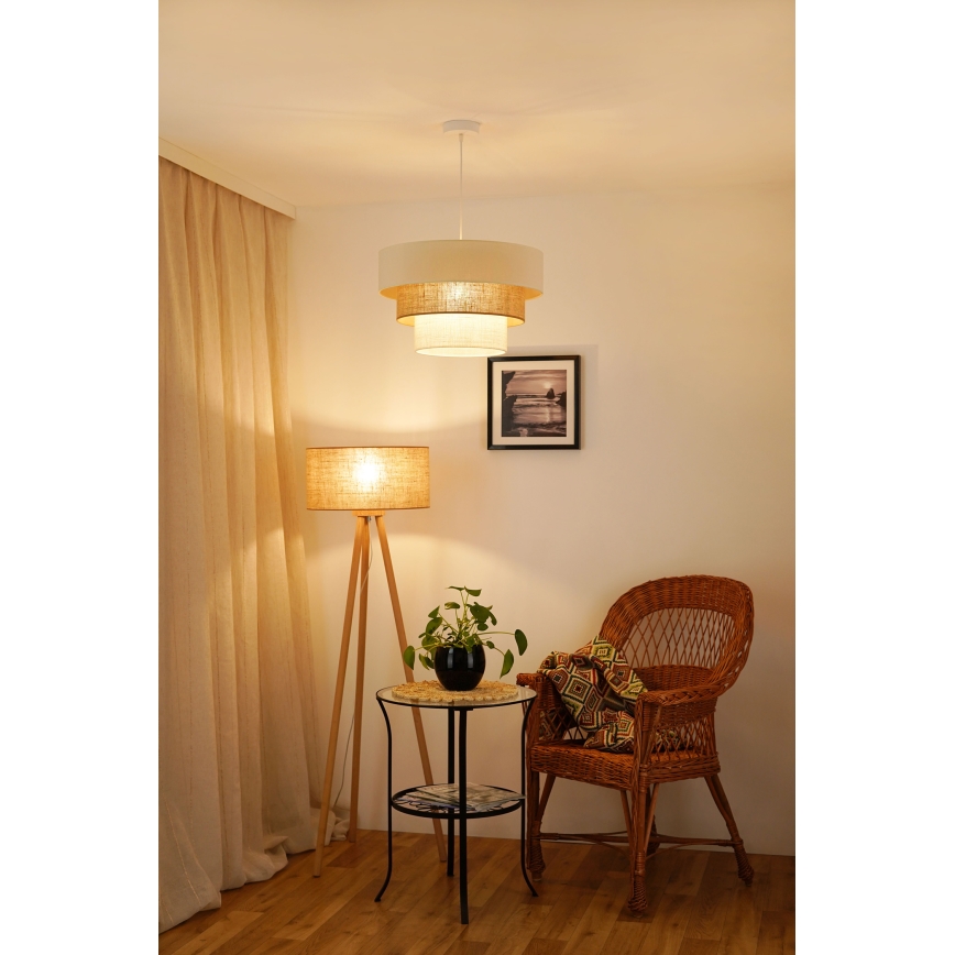 Brilagi - Kattokruunu johdossa DENVER LUNETA 1xE27/15W/230V halkaisija 45 cm beige/ruskea/kerma