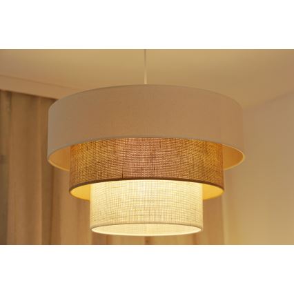 Brilagi - Kattokruunu johdossa DENVER LUNETA 1xE27/15W/230V halkaisija 45 cm beige/ruskea/kerma