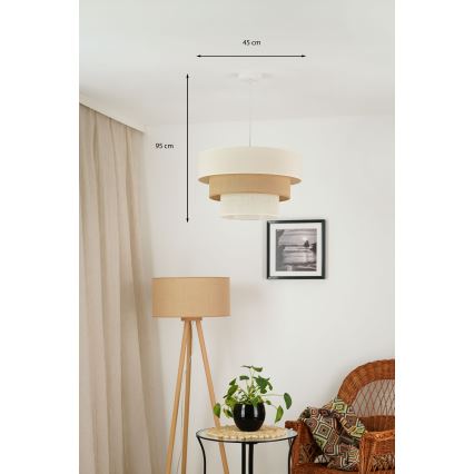 Brilagi - Kattokruunu johdossa DENVER LUNETA 1xE27/15W/230V halkaisija 45 cm beige/ruskea/kerma