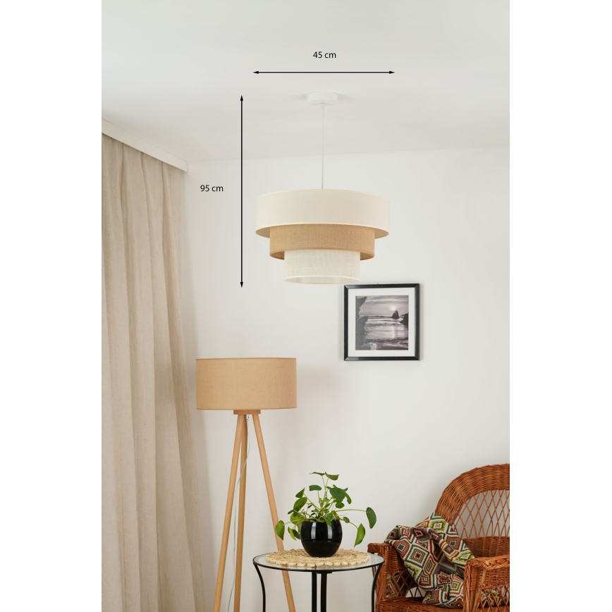 Brilagi - Kattokruunu johdossa DENVER LUNETA 1xE27/15W/230V halkaisija 45 cm beige/ruskea/kerma