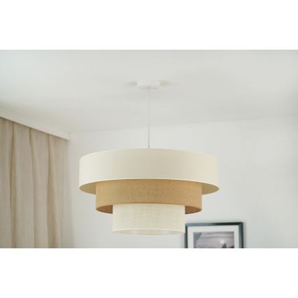 Brilagi - Kattokruunu johdossa DENVER LUNETA 1xE27/15W/230V halkaisija 60 cm beige/ruskea/kerma