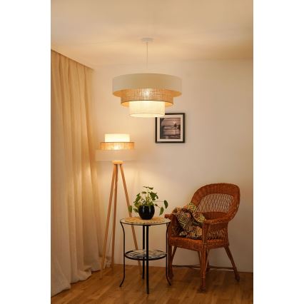 Brilagi - Kattokruunu johdossa DENVER LUNETA 1xE27/15W/230V halkaisija 60 cm beige/ruskea/kerma