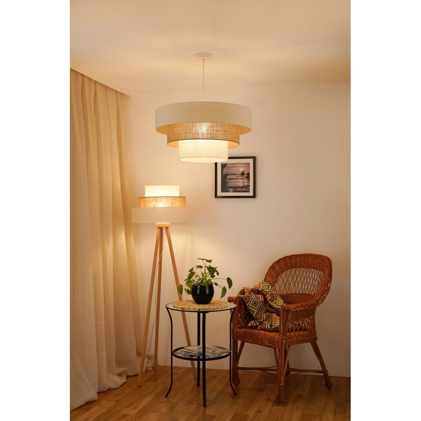 Brilagi - Kattokruunu johdossa DENVER LUNETA 1xE27/15W/230V halkaisija 60 cm beige/ruskea/kerma