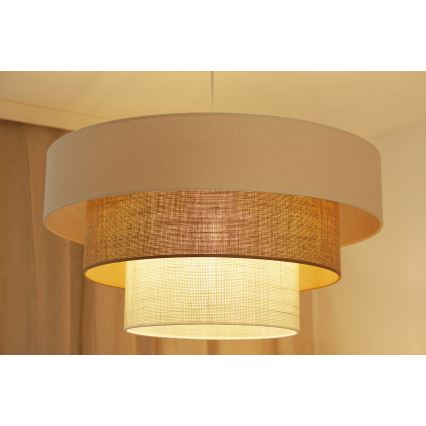 Brilagi - Kattokruunu johdossa DENVER LUNETA 1xE27/15W/230V halkaisija 60 cm beige/ruskea/kerma